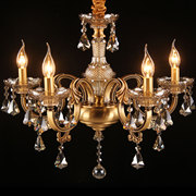 奥灯复古典蜡烛水晶全铜吊灯具美式客厅餐厅卧室全铜灯饰6头1731