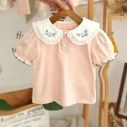 宝宝短袖T恤娃娃领夏季女童打底衫夏装白色韩版婴儿半袖上衣