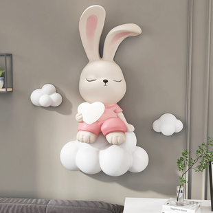 兔子立体浮雕儿童房装饰画卧室，床头挂画壁灯壁挂客厅背景墙壁画