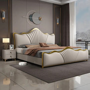 卧室轻奢真皮床双人床，1.8米主卧大床现代简约高端大气软包床婚床