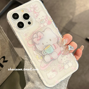 可爱茶杯HelloKitty支架适用苹果15手机壳iphone14promax女款15pro13防摔12软边硬壳11硅胶卡通女生高级