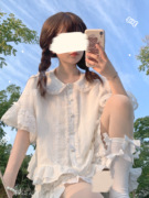 日系洛丽塔lolita内搭白衬衫女2023夏季娃娃领喇叭袖衬衣上衣