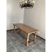 美式乡村全实木松木餐桌家用欧式客厅长桌子复古做旧酒店宴会桌椅
