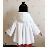 韩版儿童貂皮大衣，整貂女童中长款裙摆连帽皮草外套量身