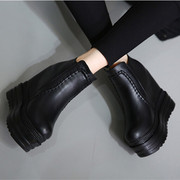 秋冬靴子14cm超高跟鞋坡跟，短靴内增高黑色马丁靴防水台单靴女