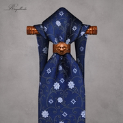 寒青深蓝色高端刺绣碎花纹，复古领带男士，高端正装休闲真丝礼盒装