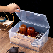 功夫茶具配件收纳盒多功能家用大容量防尘茶杯茶壶套装透明整理盒