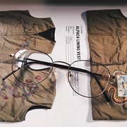 早期外贸孤品美式复古vintage古董平光金属框架眼镜gayj1059