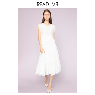 readme读我夏女士(夏女士)连衣裙刺绣收腰短袖，气质白色长显瘦真丝70857435