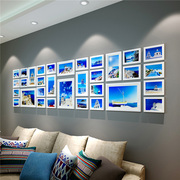 客厅实木照片墙现代挂墙组合创意，相框墙画框简约欧式卧室挂画装饰