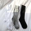 竖条纹灰色袜子 堆堆袜纯色潮袜复古时髦走秀中筒薄棉短袜小腿袜
