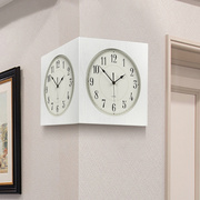 双面挂钟客厅家用时尚直角，钟表创意时尚，装饰挂墙时钟拐角两面挂表