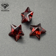 石榴红色五角星锆石裸石大红色，耳钉吊坠配石宝石，未镶嵌星星形状