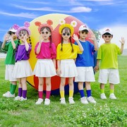 儿童纯棉男女糖果色，彩色短袖t恤小学生，幼儿园亲子装班服体恤衫