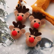 羊毛毡圣诞麋鹿小鹿头胸针，戳戳乐成品，diy帽子发饰配件圣诞树挂件