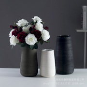 简约白家居装饰品花瓶北欧客厅拉丝摆件现代创意陶瓷容器