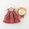 女宝宝裙子0-2-3岁4女童夏装1婴儿格子衣服洋气6个月女童公主裙
