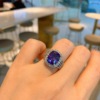 欧美富贵大气紫色宝石水晶食指戒小众镶钻开口可调节戒指个性指环