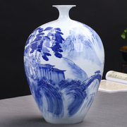 景德镇陶瓷器手绘青花瓷花瓶，花插新中式客厅装饰工艺品摆件