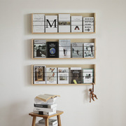 小木良品杂志架挂墙壁挂，书架墙上置物架过道，展示绘本架墙面书报架