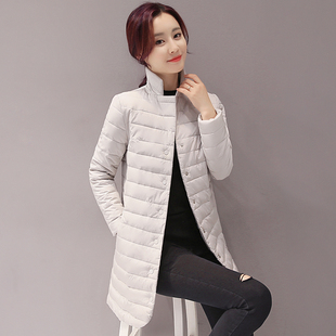 反季韩版修身轻薄羽绒棉衣中长款时尚棉服女大码立领外套显瘦