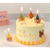 生日帽花脸小熊头蜡烛，可爱卡通创意生日蛋糕，装饰彩色复古小熊蜡烛
