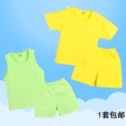 宝宝夏装套装女0-1岁男童t恤短袖3-4-5岁纯棉女背心短裤婴儿衣服2
