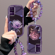 适用红米k50pro手机壳红米k50至尊版女士唯美超火高级感硅胶晶莹紫玫瑰花朵防摔全包保护套