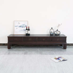 新中式实木简约家具黑檀木色中小户型电视柜客厅带抽屉2.0米地柜