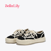 bellalily减龄复古溶解鞋女百搭黑色布鞋，厚底休闲板鞋