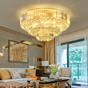 欧式客厅大灯水晶吸顶灯圆形金色2022年三层1.8m酒店大厅灯具