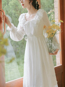 伴娘服长袖平时可穿订婚连衣裙子轻婚纱晚礼服登记领证小个子白裙