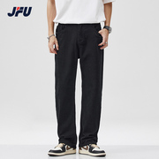 JFU黑色牛仔裤男2024款春夏薄款vibe宽松美式高街长裤子男直筒裤