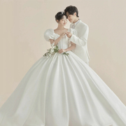 影楼主题婚纱2022展会白色韩式抹胸，公主裙情侣摄影拍照礼服装
