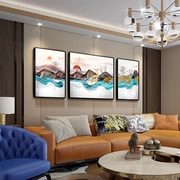 现代客厅装饰画沙发背景墙挂画抽象三联画大气轻奢北欧新中式壁画