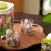 法式郁金香耐高温玻璃茶具壶杯子，水杯下午花，红茶水具ins风欧式