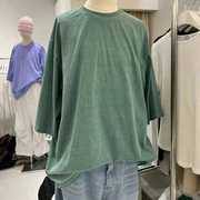 韩国东大门男装短袖T恤纯色基本款包边圆领宽松棉质高品体恤