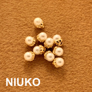 NIUKO 白珍珠光金色底座金属衬衫衬衣钮扣子小优雅纽扣服装辅料扣