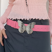 宋妍霏同款粉色蝴蝶腰带，2023年辣妹牛仔裤，装饰皮带连衣裙腰封