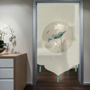 免打孔玄关卧室厨房，卫生间防水棉麻布艺门帘隔断帘，流苏厕所新中式