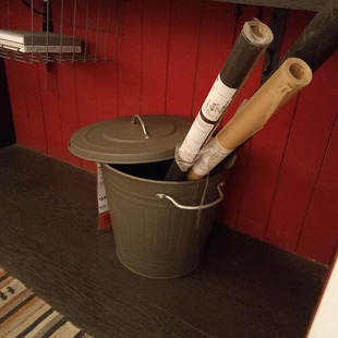 高颜值超大号!宜家克诺德带盖垃圾桶北欧风，家用铁艺创意杂物筒