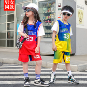 儿童表演服帅气男孩夏装时髦运动儿童篮球服服装潮流嘻哈街舞短袖