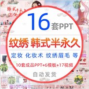 韩式半永久定妆纹绣眉毛睫毛纹唇教学培训PPT模板美容化妆术课件