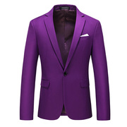 欧洲站男士大码西装上衣单西外套15个纯色紫色修身西服胖子上衣服