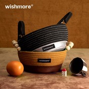 wishmore创意编织收纳筐客厅茶几桌面杂物收纳篮办公室好物整理篮