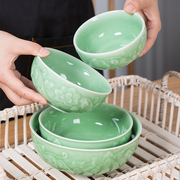 龙泉青瓷牛肉面汤碗米饭碗泡面碗家用个性复古创意陶瓷碗4.5英寸