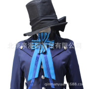 黑执事2夏尔cosplay衣，服装蓝色晚礼服，风衣男装领结高帽子套装