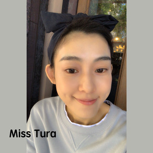 Miss Tura韩国进口发卡 明星同款布艺深蓝色双层蝴蝶结宽边发箍