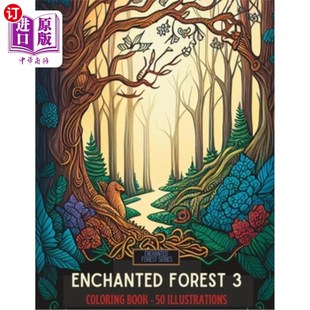 海外直订Enchanted Forest 3  50 Beautiful Illustrations to Color for Adults and Teens 魔法森林3 50美丽的插图，为成人