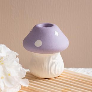彩绘蘑菇陶瓷烛台高颜值可居装饰香薰家用摆件民宿拍摄道具